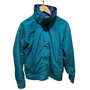 Vintage Columbia 3-in-1 Interchange Jacket Teal Shell Blue Fleece Liner Womens L